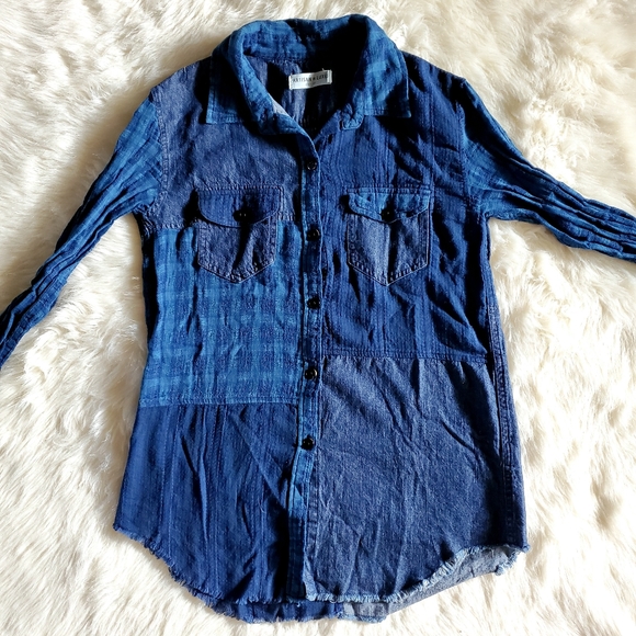 Anthropologie Artisan De Luxe Patchwork Chambray Button Down XS NEVER WORN - Picture 5 of 13